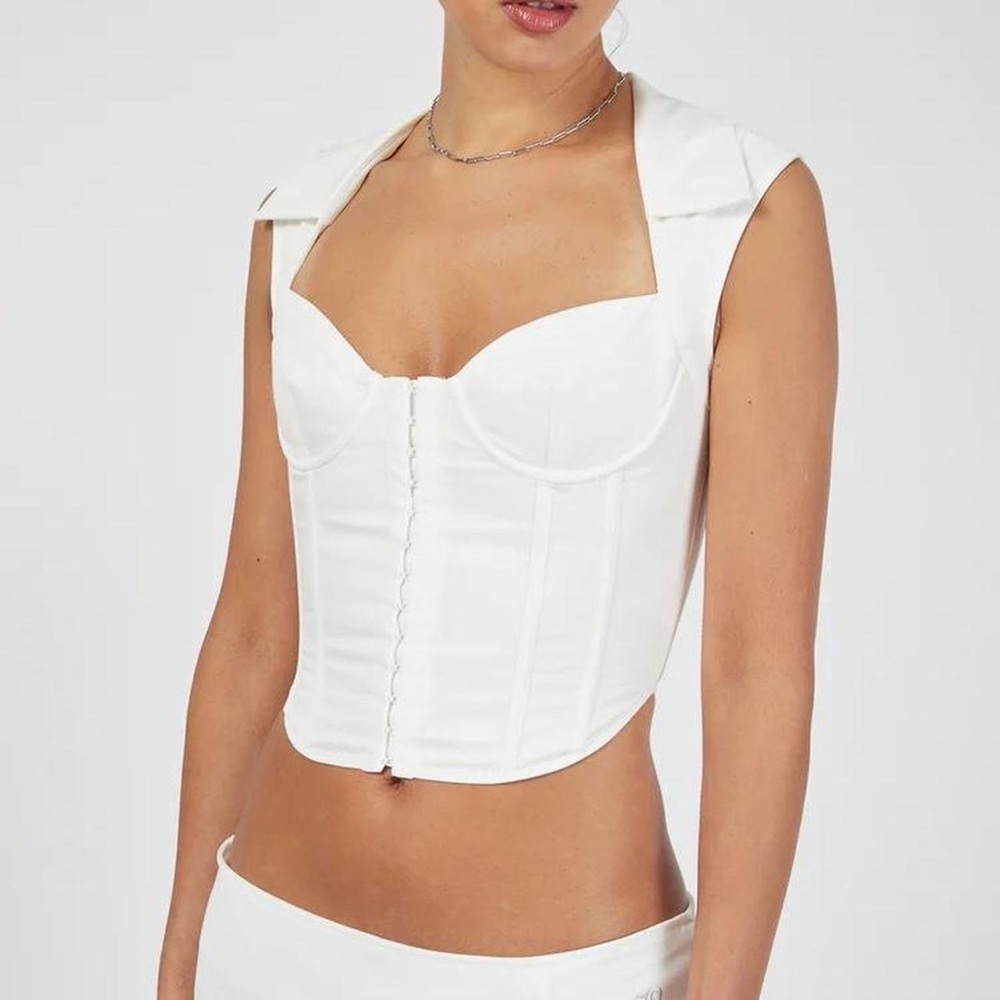 Danielle Guizio White Collared Bustier Corset Top size XS